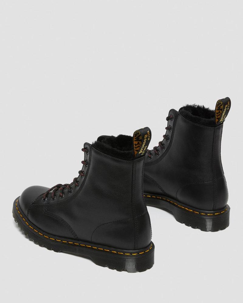 Black Men's Dr Martens Barton Made in England Shearling Lined Leather Ankle Boots | CA 433CTV